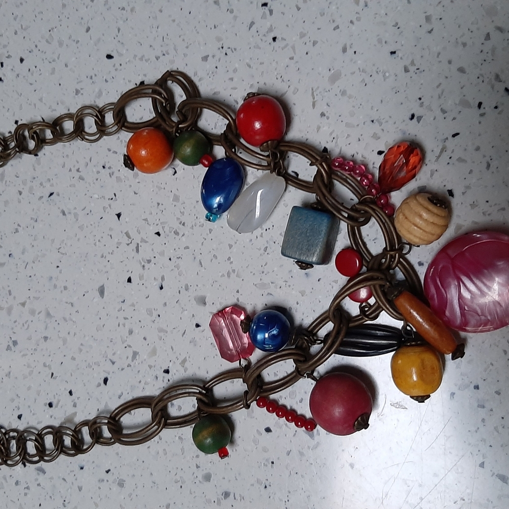 Multi color chunky statement necklace